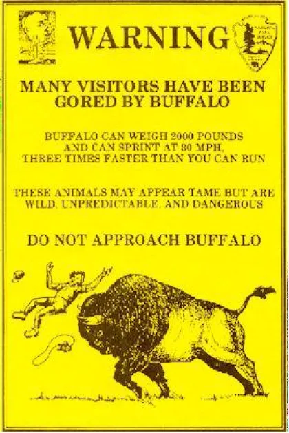 NPS - Bison Warning! bison, wildlife, Yellowstone