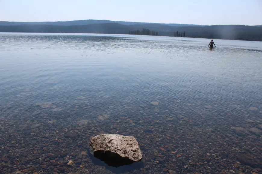 Swimming in Shoshone Lake - Bechler River Trail - Yellowstone Backpacking - Yellowstone Guidelines