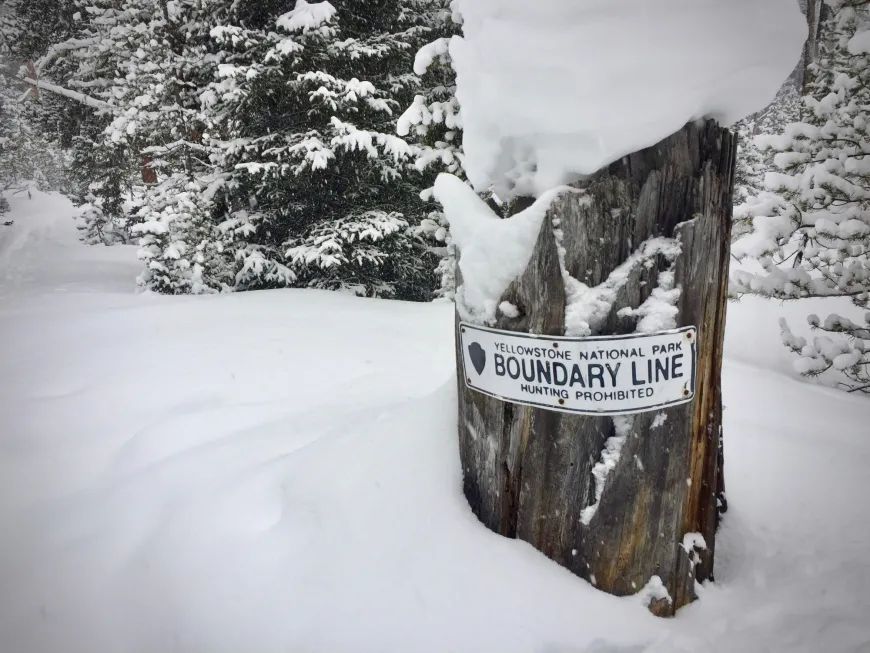 Ski Boundary Sign in Yellowstone Ski Boundary Sign in Yellowstone
